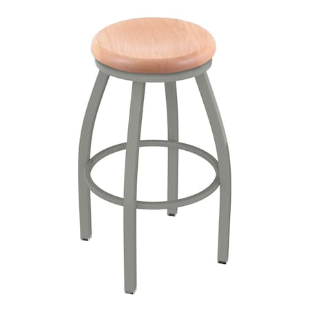 25 Swivel Counter Stool,Nickel Finish,Nat Oak Seat